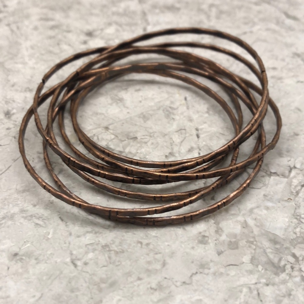 Linked Copper Bangle Set - image 1